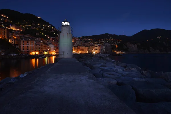 Atemberaubende Meereslandschaft Camogli Ligurien Bei Nacht — Stockfoto