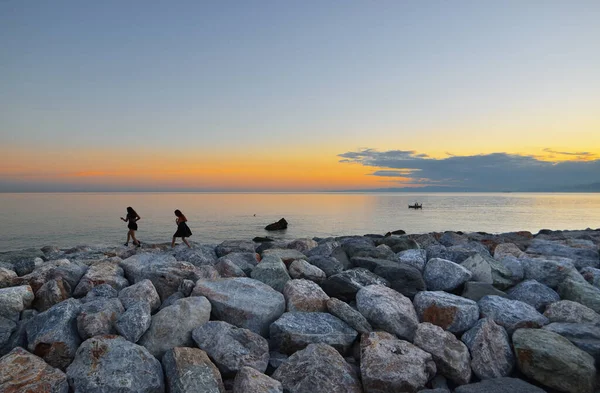 Magnifique Coucher Soleil Sur Mer Camogli Ligurie — Photo