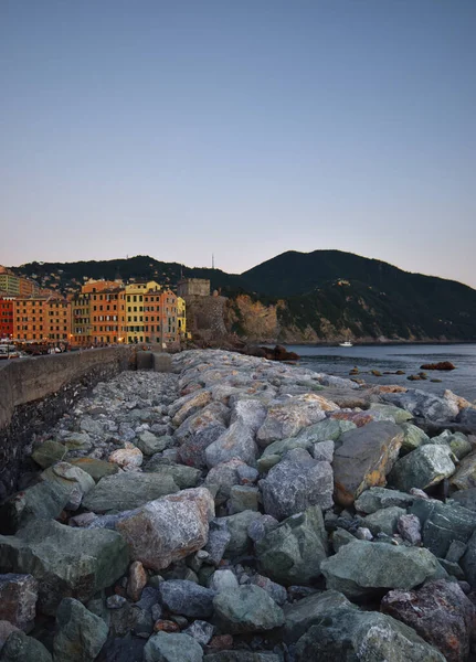 the characteristic colored houses in Liguria in Camogli