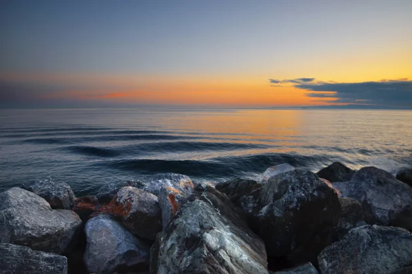 Nádherný Západ Slunce Nad Mořem Camogli Ligurii — Stock fotografie