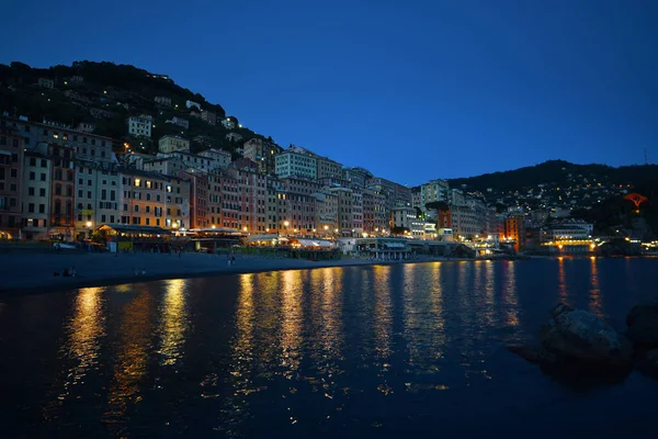 Paysage Mer Incroyable Camogli Ligurie Nuit — Photo