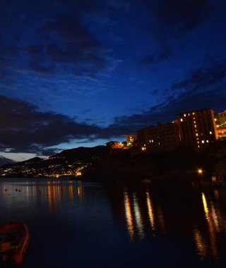 Liguria, Camogli 'deki inanılmaz deniz manzarası.