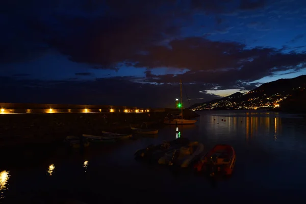 Fantastiskt Havslandskap Camogli Ligurien Natten — Stockfoto