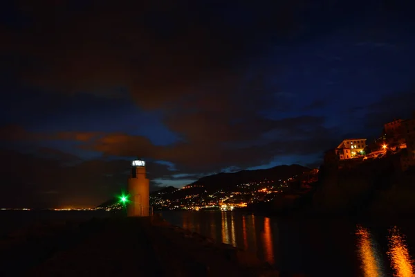 Atemberaubende Meereslandschaft Camogli Ligurien Bei Nacht — Stockfoto