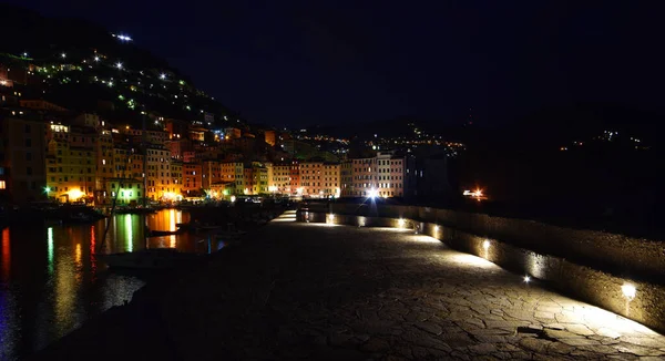 Fantastiskt Havslandskap Camogli Ligurien Natten — Stockfoto