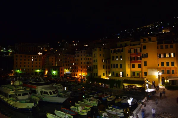 Paysage Mer Incroyable Camogli Ligurie Nuit — Photo