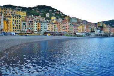 Camogli 'deki Liguria' daki karakteristik renkli evler.