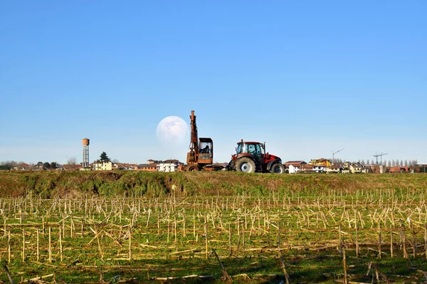 Amazing Full Moon Day Countryside — Stock Photo, Image