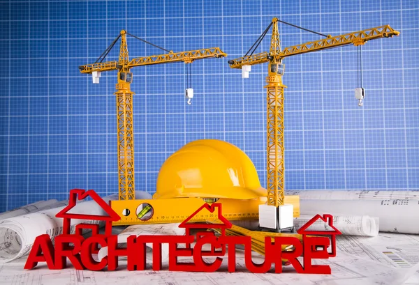 Épületek építése és daruk. Építési projektek — Stock Fotó