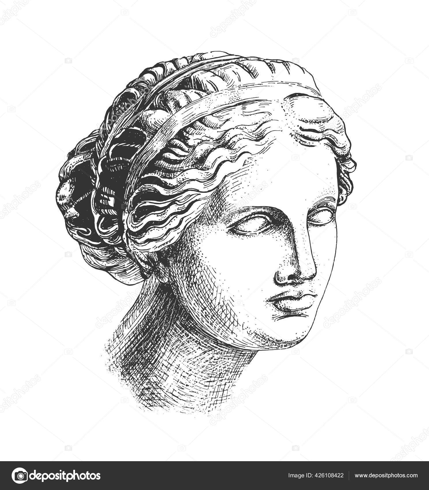 Векторная Ручная Иллюстрация Греческой Скульптуры Афродиты Venus.