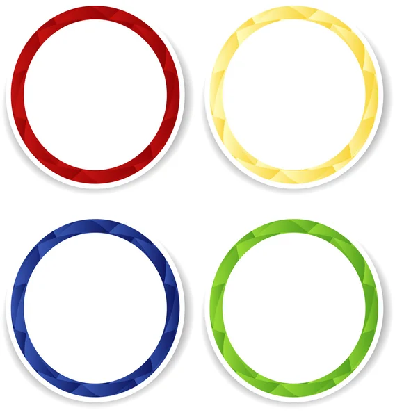 Σύνολο τέσσερα πλαίσια πολύχρωμο κύκλο με λευκό copyspace. — Διανυσματικό Αρχείο