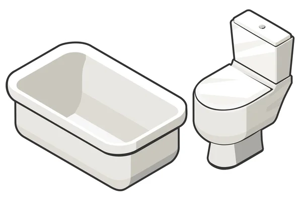 Туалетна чаша і ванна — стоковий вектор