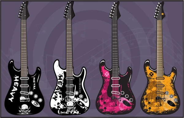 Guitarras eléctricas vector de arte Pack 3 — Archivo Imágenes Vectoriales