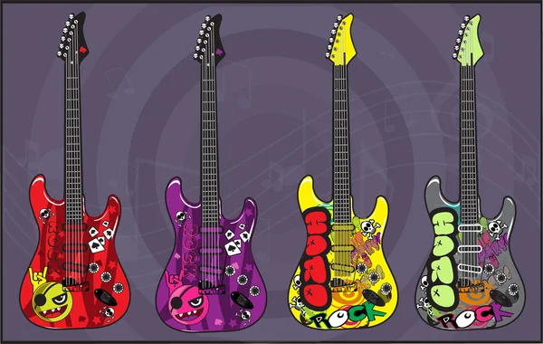 Guitarras eléctricas vector de arte Pack 4 — Archivo Imágenes Vectoriales