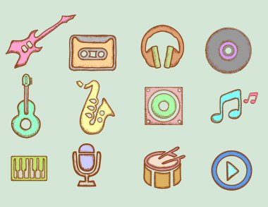 Müzik Icons Set 1 doodle