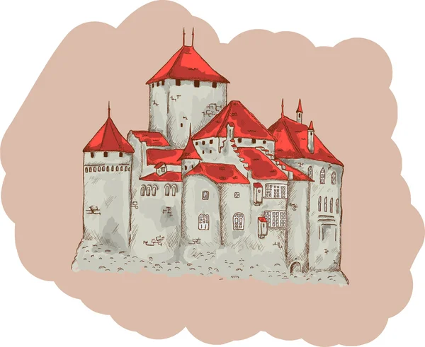 Ilustracja średniowiecznego zamku — Wektor stockowy