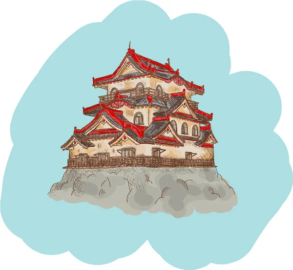 Japanese Castle illustration — Stock Vector