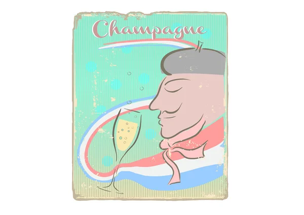 Cartel vintage de champán — Vector de stock