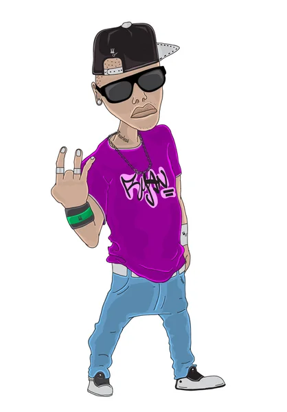 Rapper karakter vectorillustratie — Stockvector