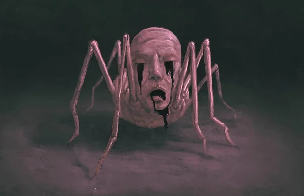 Ijesztő Pók Szörny Illusztráció Horror Hallowwen Szellem Kísérteties Koncepció Szürreális Stock Kép
