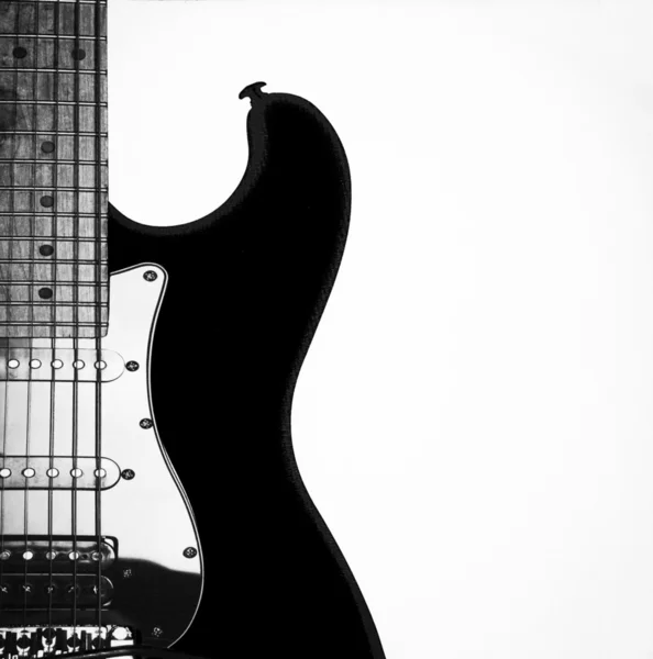 Guitarra preta e branca — Fotografia de Stock
