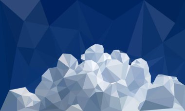 Mavi gökyüzünde beyaz bulutlar düşük çokgen tarzı arkaplan, illüstrasyon vektörü