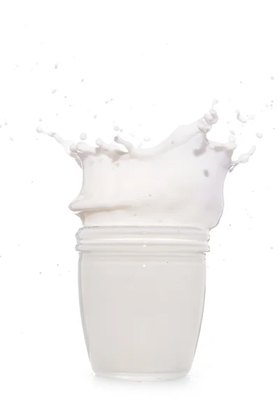 Splash of milk in a glass — Stock Photo, Image
