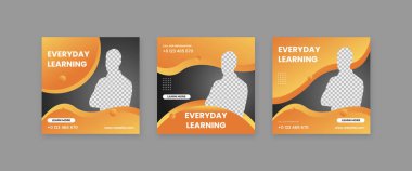 Sosyal Medya Posta Şablonu, Düzenlenebilir Kare Afişleri, E-öğrenim postası, Elektronik Medya Vektörü İllüstrasyonu