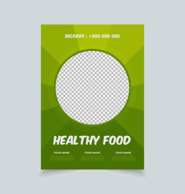 Sağlıklı Yemek Mönüsü Şablonu, Restoran Menüsü Şablonu, Yiyecek Taşıma Posteri Şablonu A4 Boyutunda