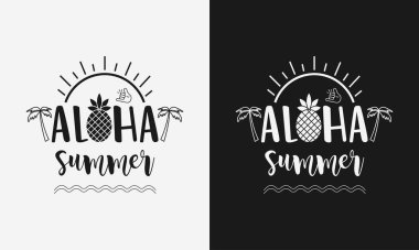 Aloha yaz, merhaba yaz kaligrafisi, el çizimi harf çizimi çizim vektörü