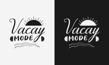 tatil modu, merhaba yaz kaligrafisi, el çizimi harf resimleme vektörü