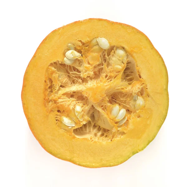 Cross Section of a Pumpkin on White Background — Stock Photo, Image
