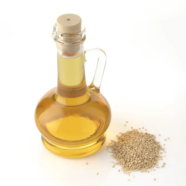 Sesame Oil on White Background — Stock Photo, Image