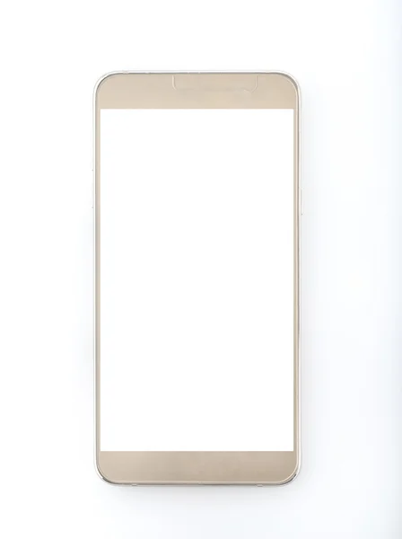 Beyaz zemin üzerine altın renkli modern cep telefonu