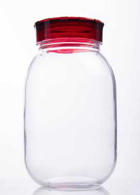 Beyaz Arkaplanda Lid izole edilmiş Cam Kavanoz Ön Görünümü