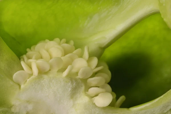 Green Bell Pepper Seeds Close up — Stock Photo, Image