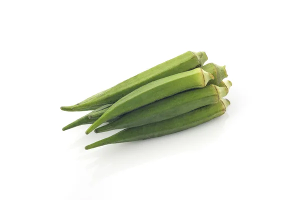 Fresh Green Okra on white background — Stock Photo, Image