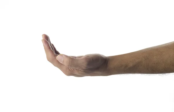 Mão vazia no fundo branco — Fotografia de Stock