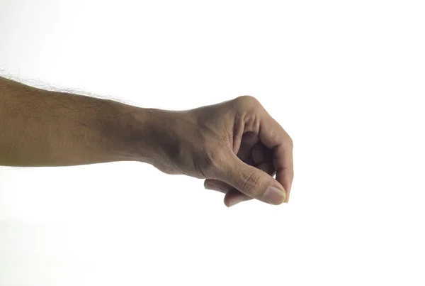 Mão humana segurando caneta virtual — Fotografia de Stock