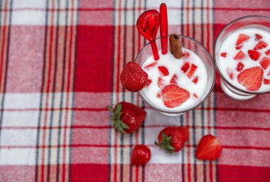Tarçın onay Tablecloth.Breakfast.Cooking vitamin Ingredients.Summer meyve.