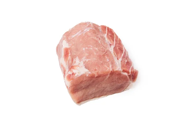 Raw Pork Meat Isolated White Background Whole Piece Meat Flat — Stock Photo, Image