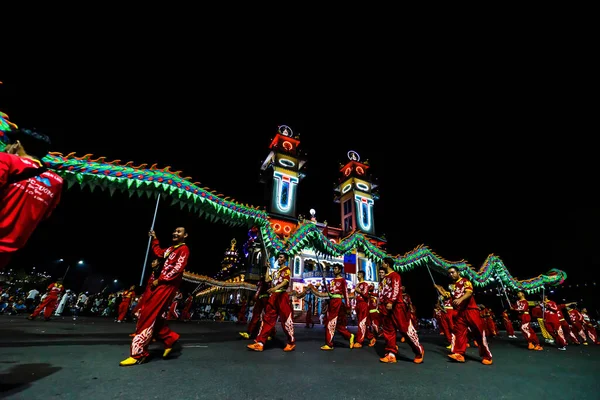 Tay Ninh City Vietnã Out 2020 Dragon Lion Dance Show — Fotografia de Stock