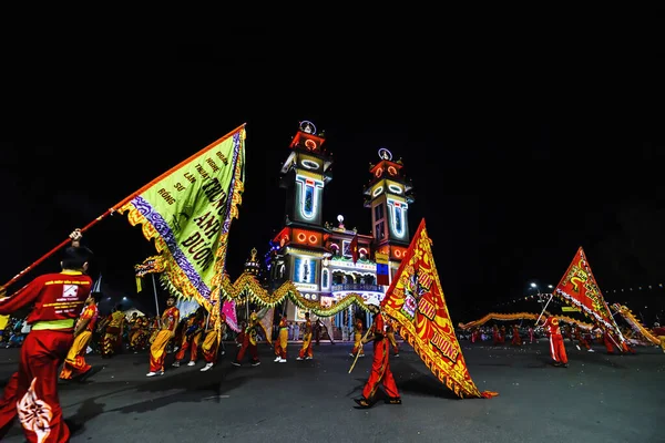 Tay Ninh City Vietnam Ott 2020 Dragon Lion Dance Show — Foto Stock