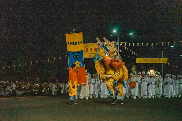 Tay Ninh City Vietnam Ott 2020 Dragon Lion Dance Show — Foto Stock