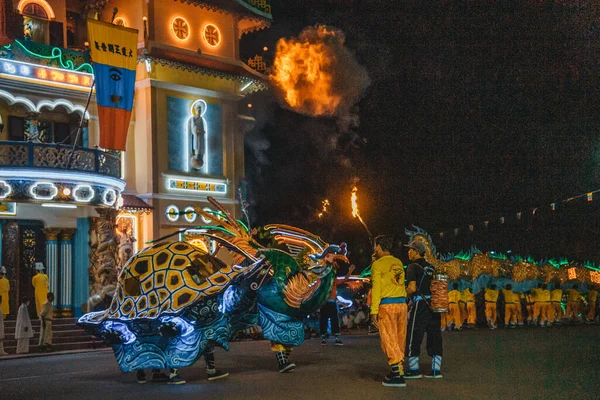 Tay Ninh Stad Vietnam Oct 2020 Dragon Lion Dance Show — Stockfoto