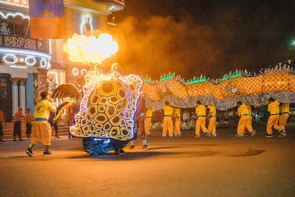 Tay Ninh Stad Vietnam Oct 2020 Dragon Lion Dance Show — Stockfoto