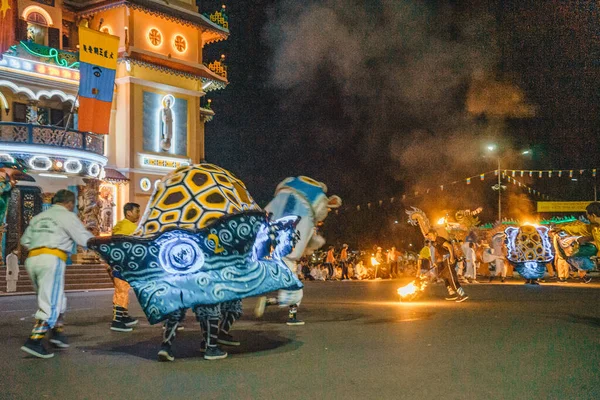 Tay Ninh Stad Vietnam Oct 2020 Dragon Lion Dance Show — Stockfoto