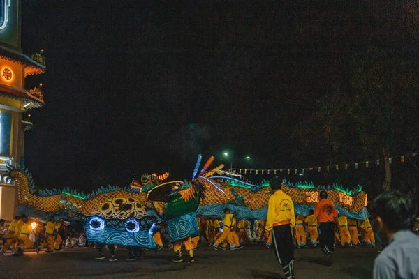 Tay Ninh Stad Vietnam Oct 2020 Dragon Lion Dance Show — Stockfoto