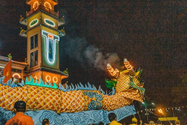 Tay Ninh City Vietnam Ott 2020 Dragon Lion Dance Show — Foto Stock