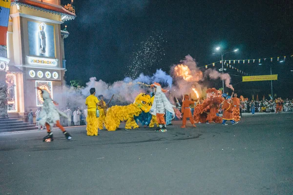 Tay Ninh City Vietnam Ott 2020 Dragon Lion Dance Show — Foto Stock